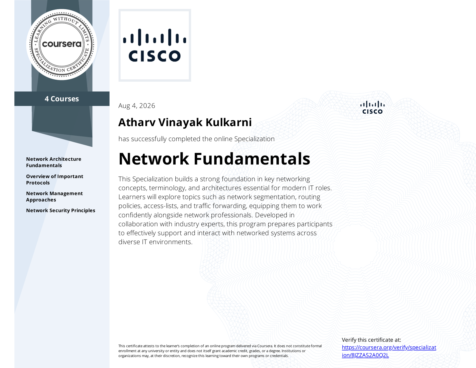 Network Fundamentals Specialization